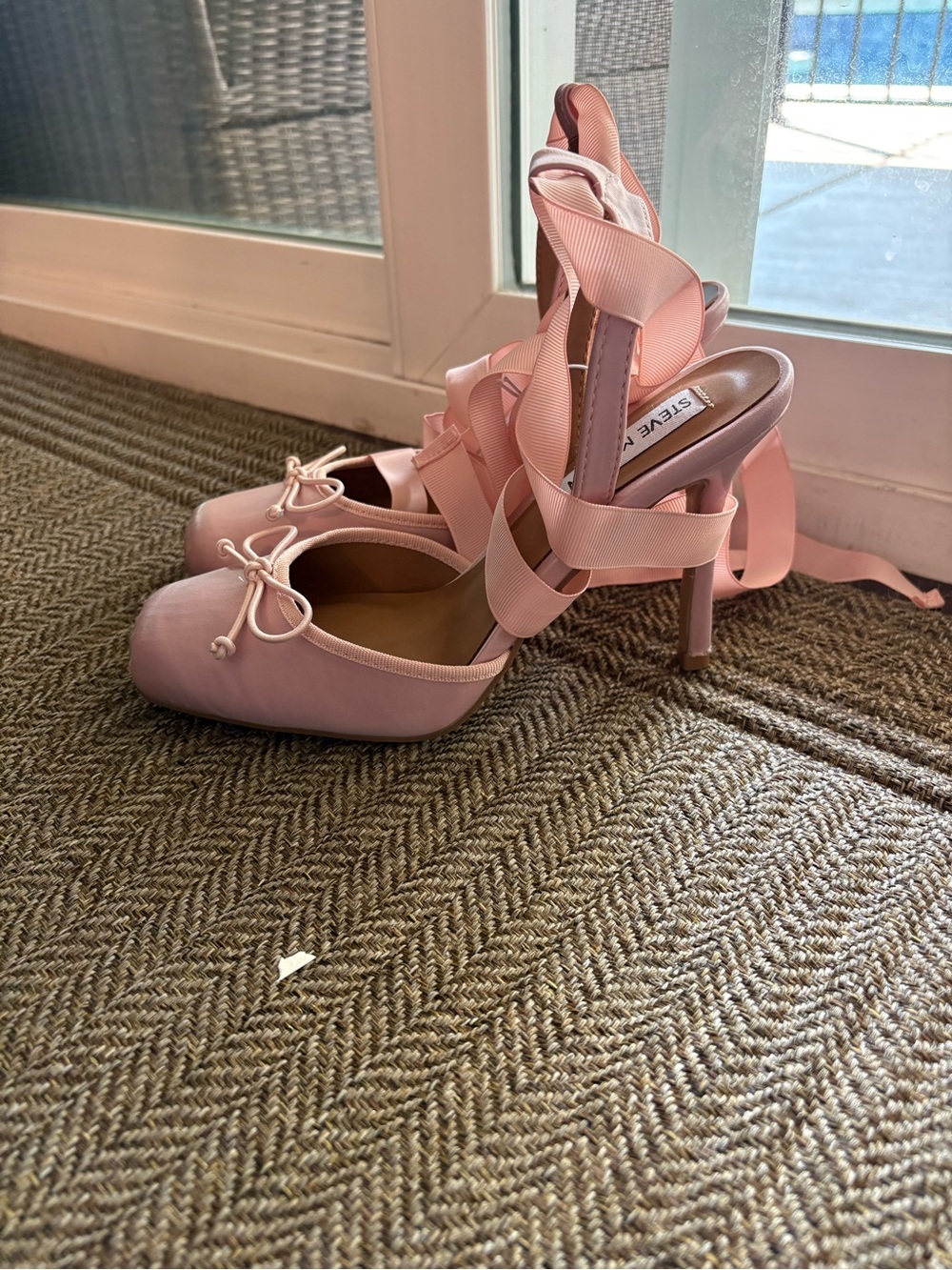 Steve Madden Blush Pink Satin Lace-Up High Heel Pumps